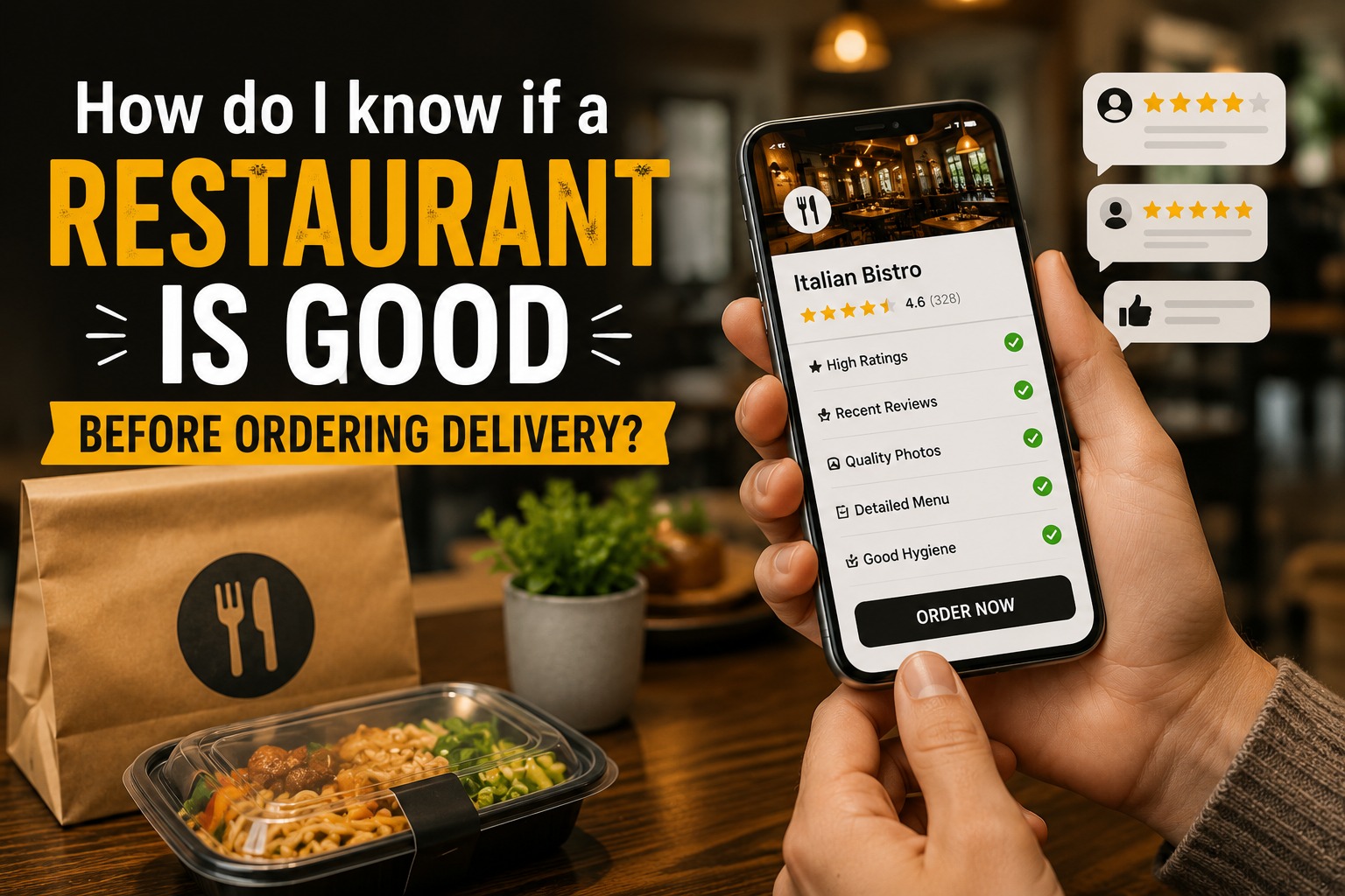 How do I know if a restaurant is good before ordering delivery?